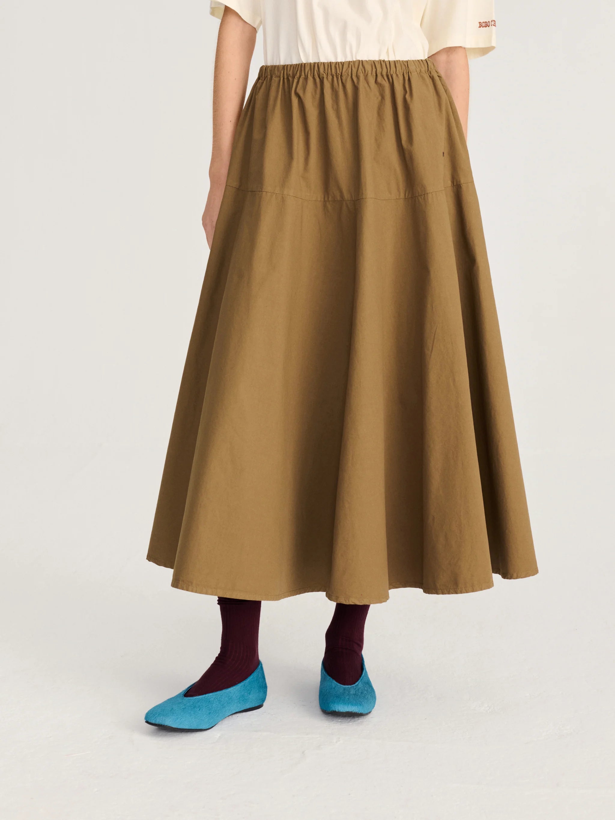 BOBO CHOSES Skirt "Paper touch Evasé" khaki