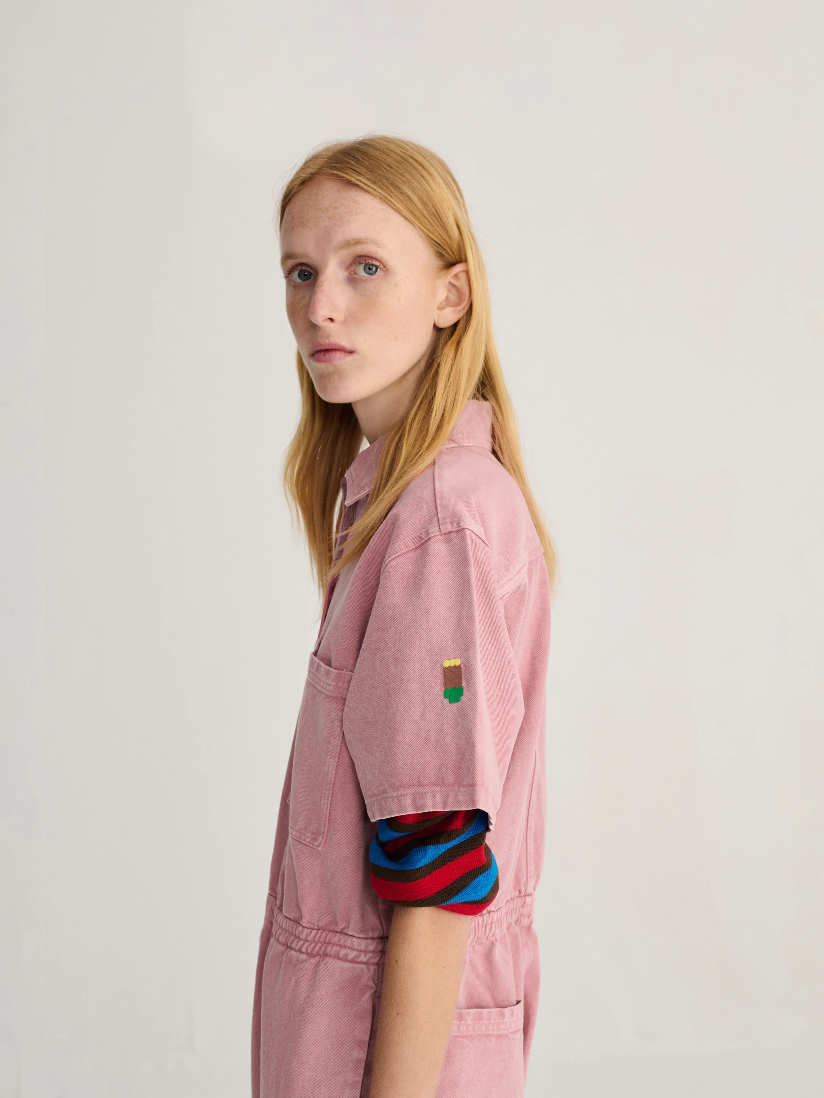 BOBO CHOSES Overall "Embroidery Twill" pink