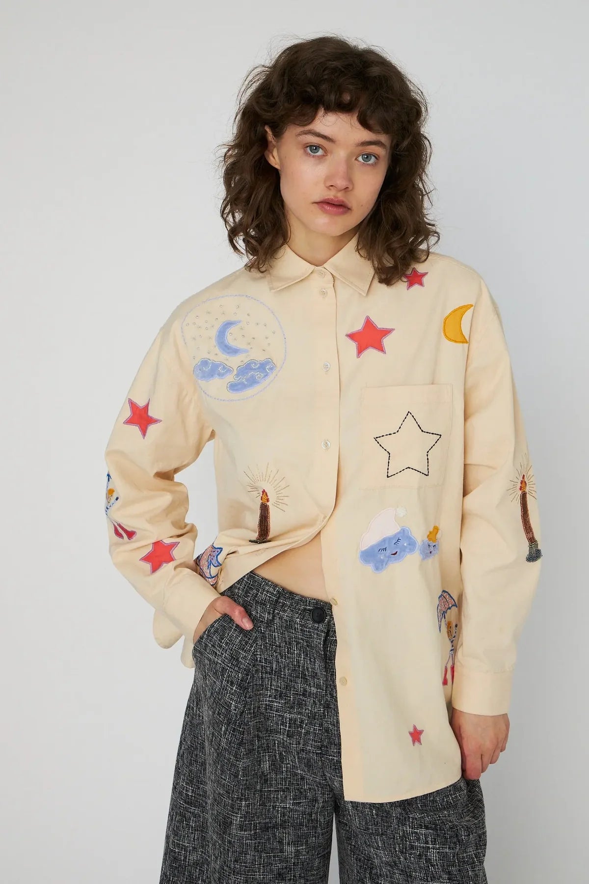 STELLA NOVA Shirt "Bead embellished" creme