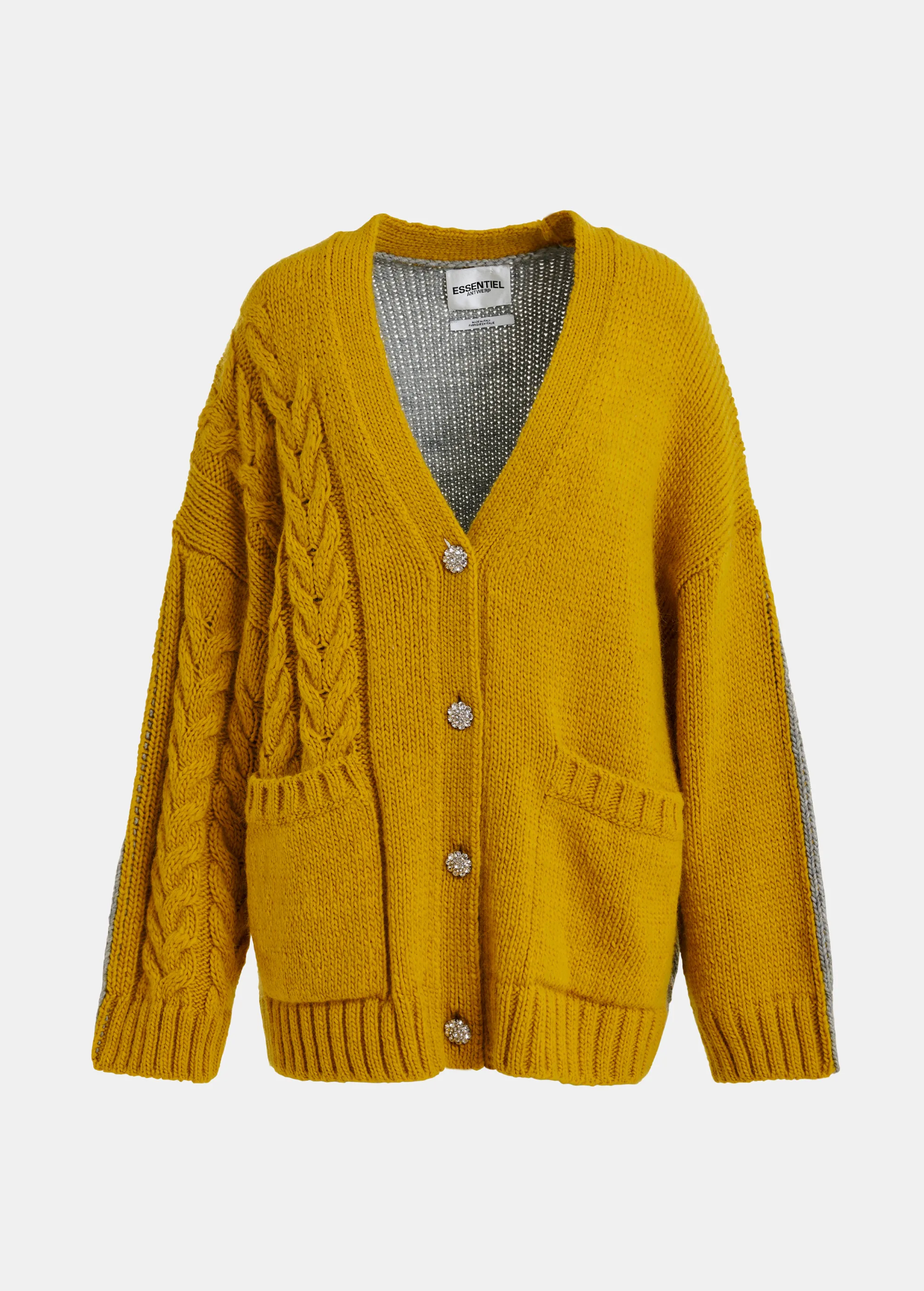 ESSENTIEL ANTWERP Cardigan "Jokes" ochre/grey