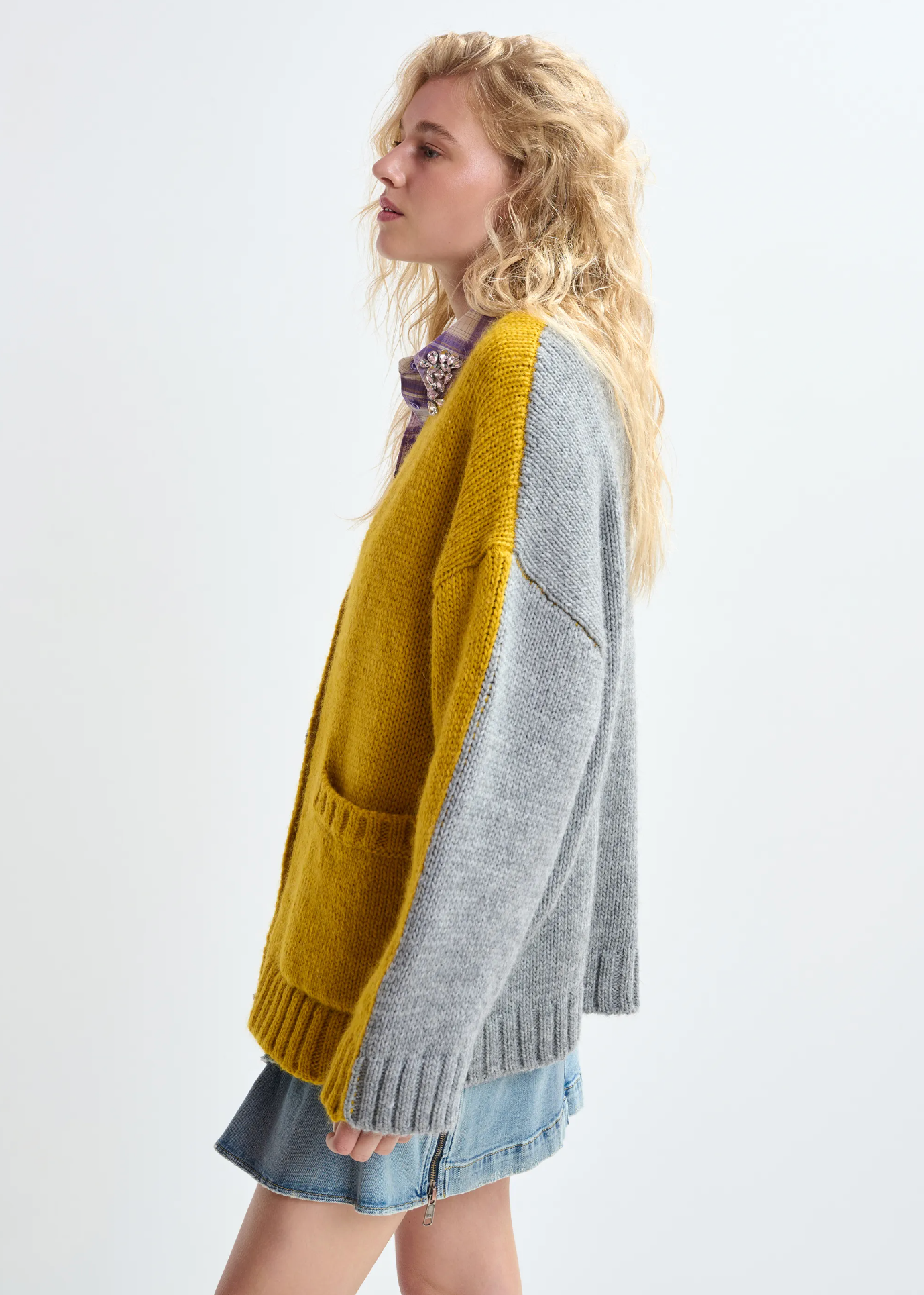 ESSENTIEL ANTWERP Cardigan "Jokes" ochre/grey