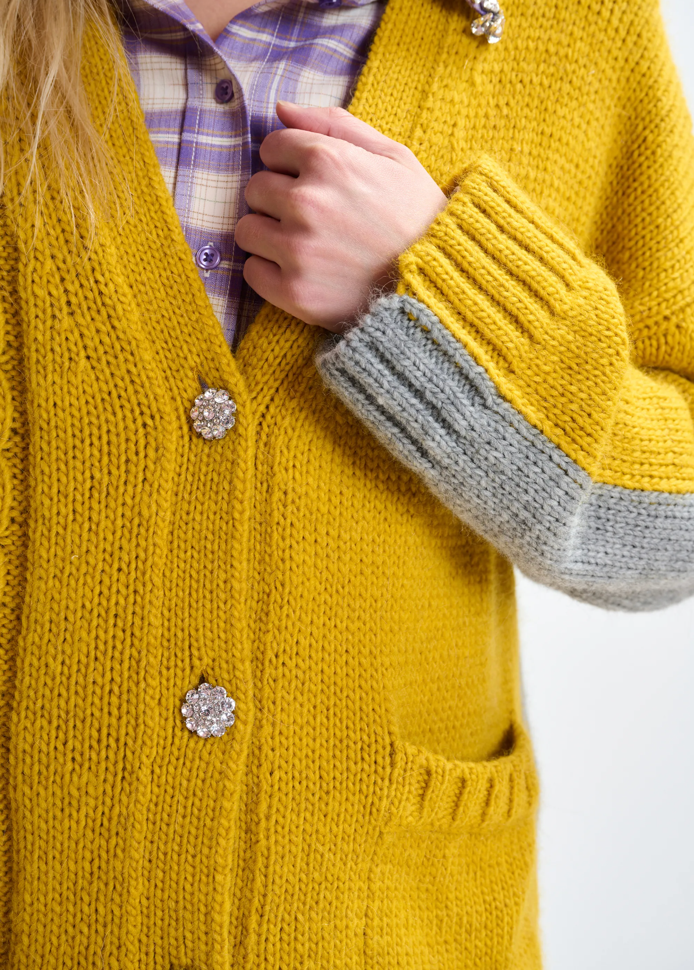 ESSENTIEL ANTWERP Cardigan "Jokes" ochre/grey