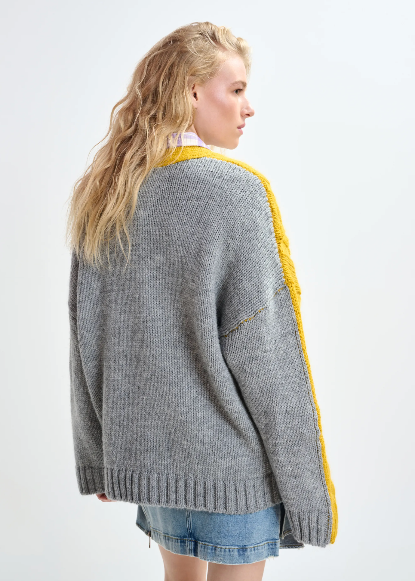 ESSENTIEL ANTWERP Cardigan "Jokes" ochre/grey