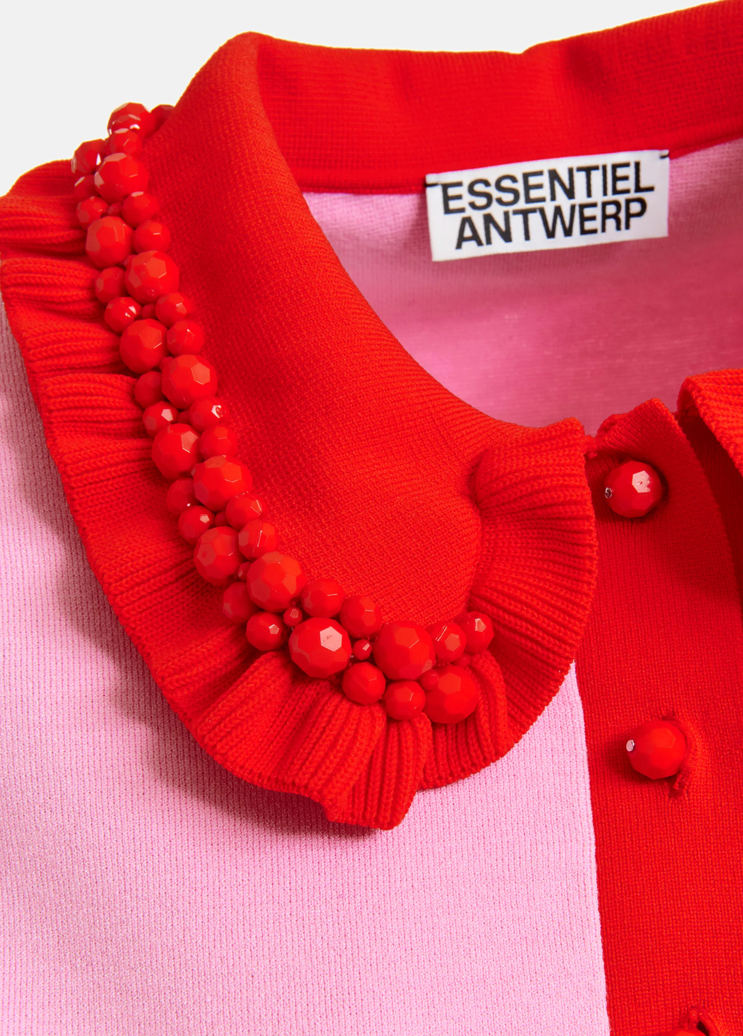 ESSENTIEL ANTWERP Knit Polo "Jewelry" cotton candy