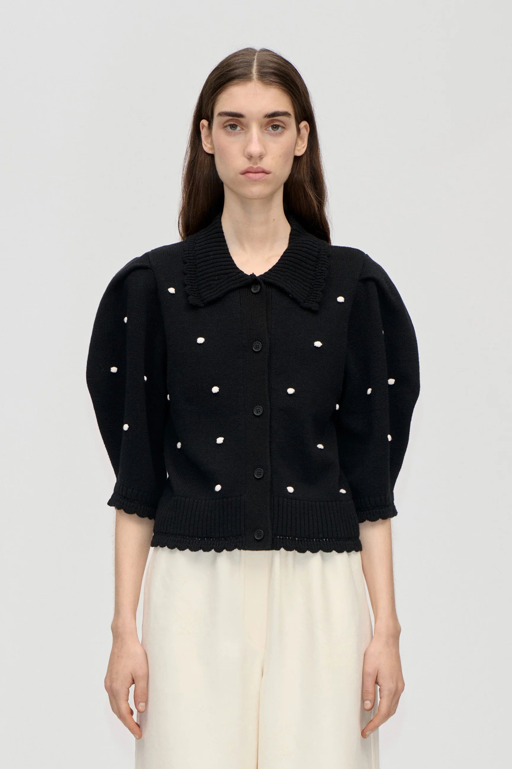 STINE GOYA Polo Cardigan "Midnight bobbles"