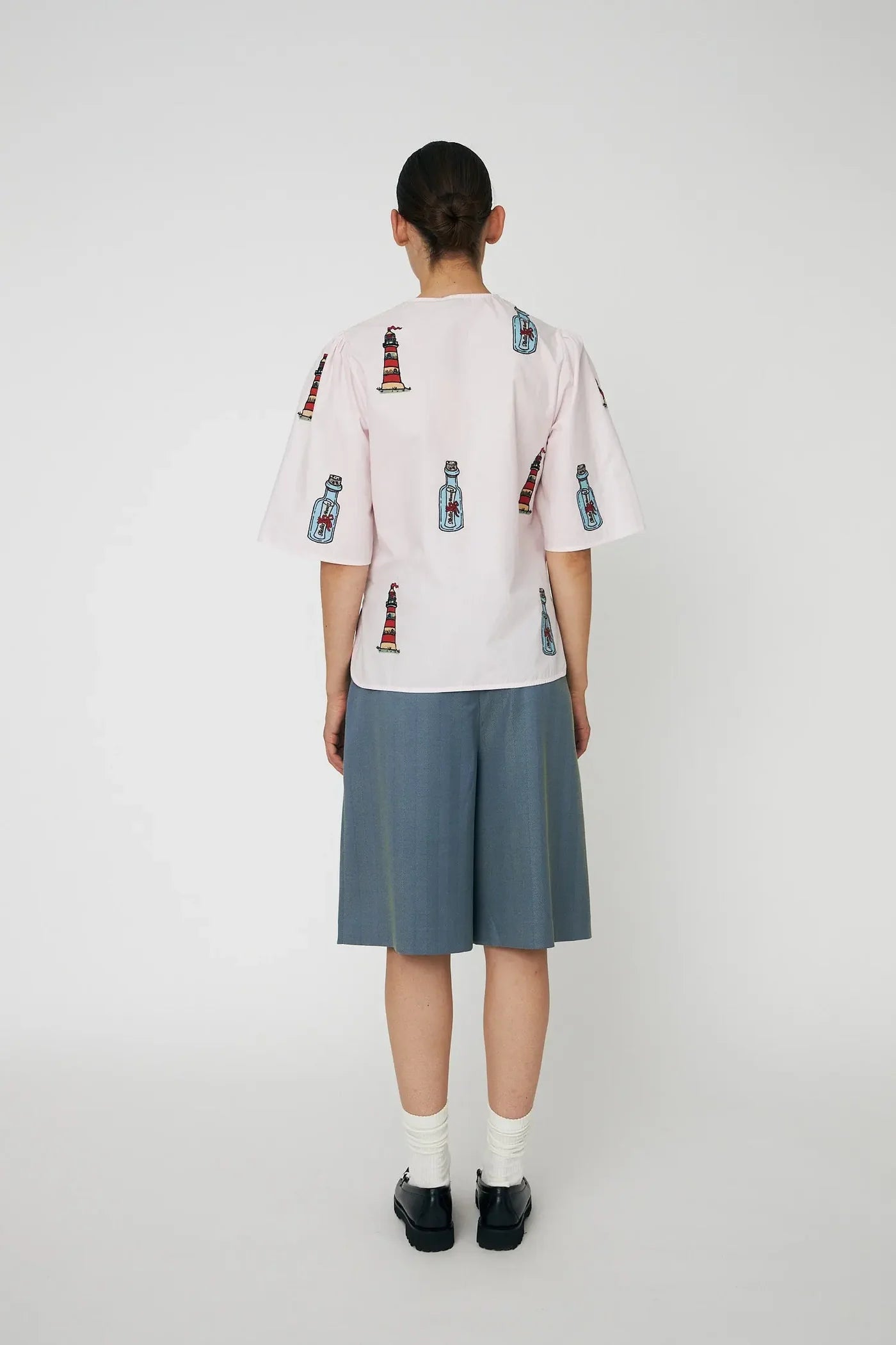 STELLA NOVA Shirt "Embroidered Bow" pale pink