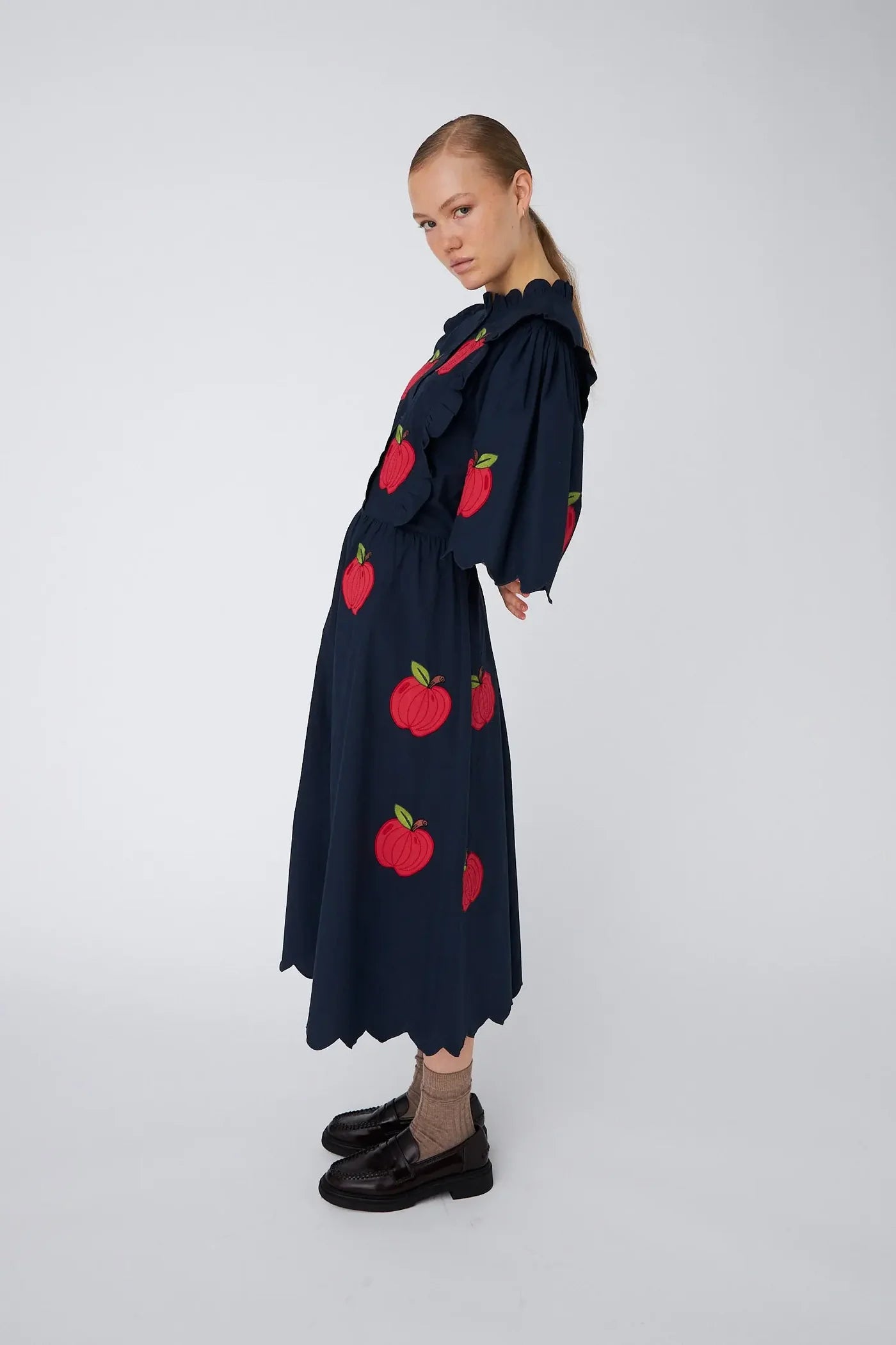 STELLA NOVA Embroidered cotton midi dress