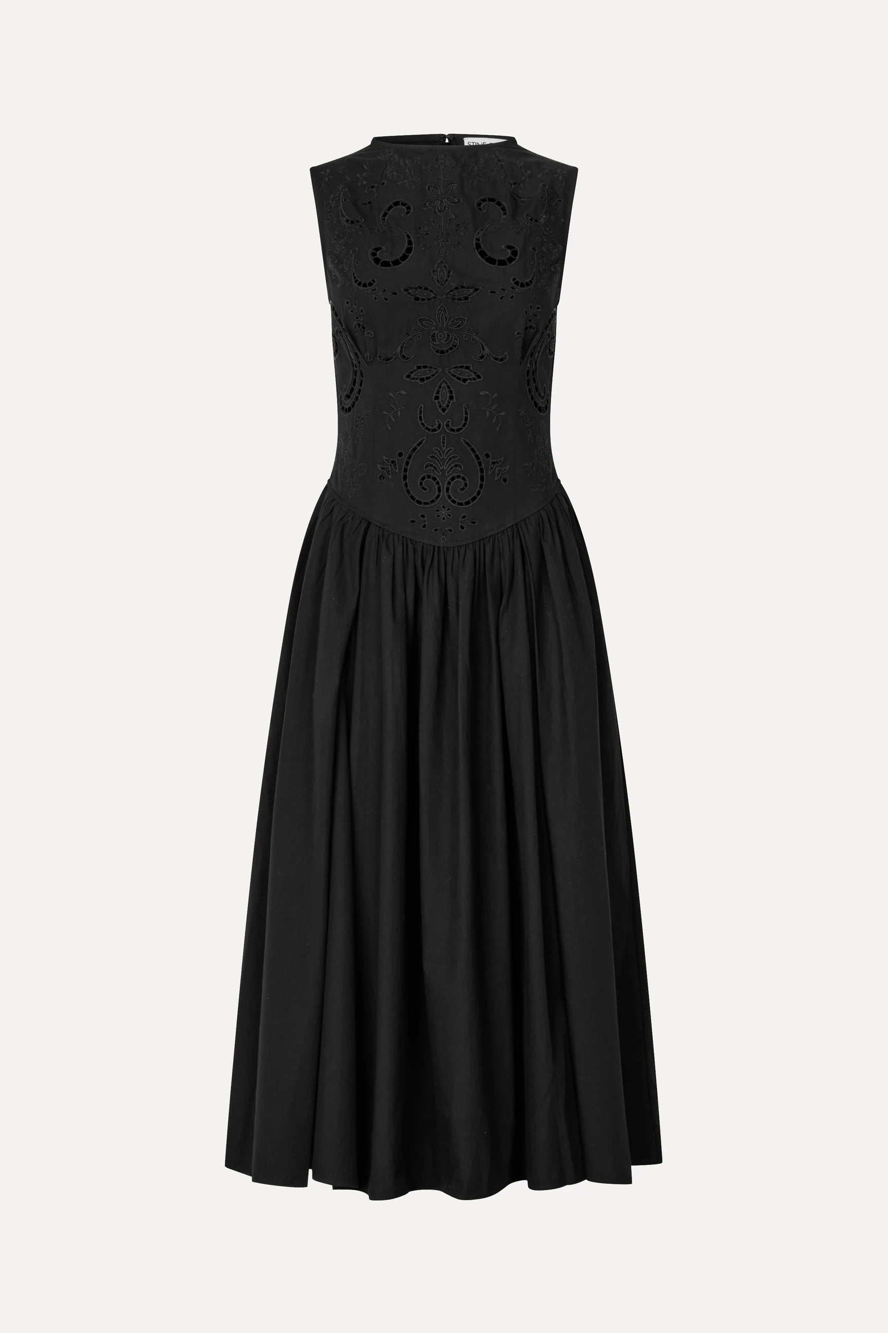 STINE GOYA Midi dress embroidered, broderie anglaise