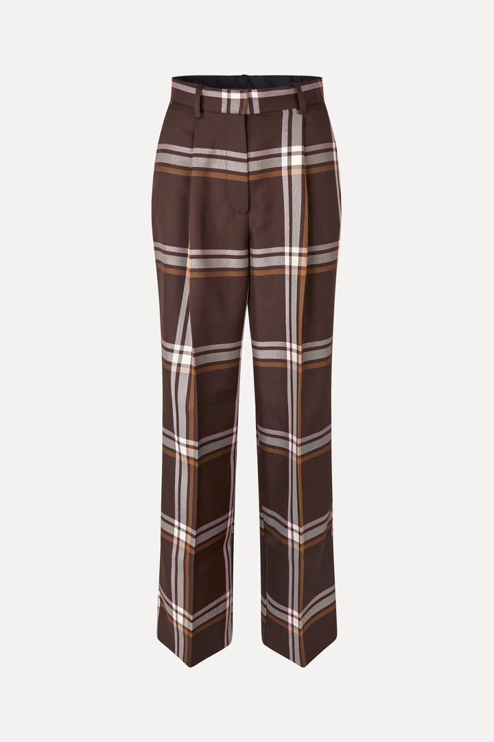 Stine Goya Front Pleat Long Straight Pants - Weaved Checks