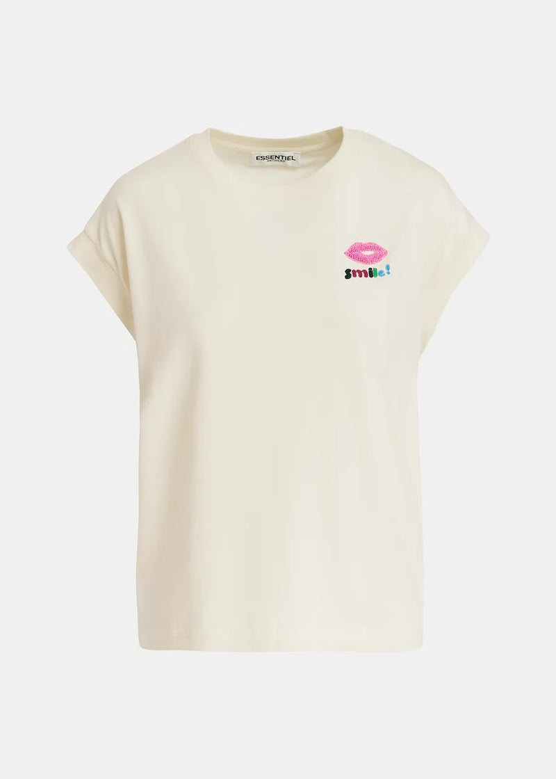 Essentiel Antwerp T-Shirt GLAIEUL Lips offwhite