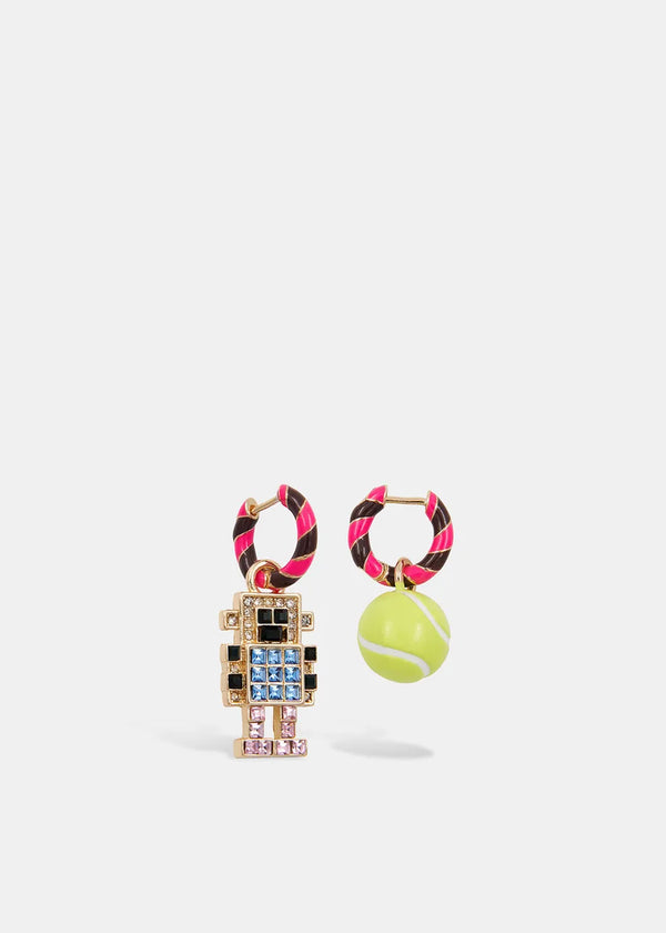 Essentiel Antwerp Earrings "Hogan" robot and tennis ball pendants