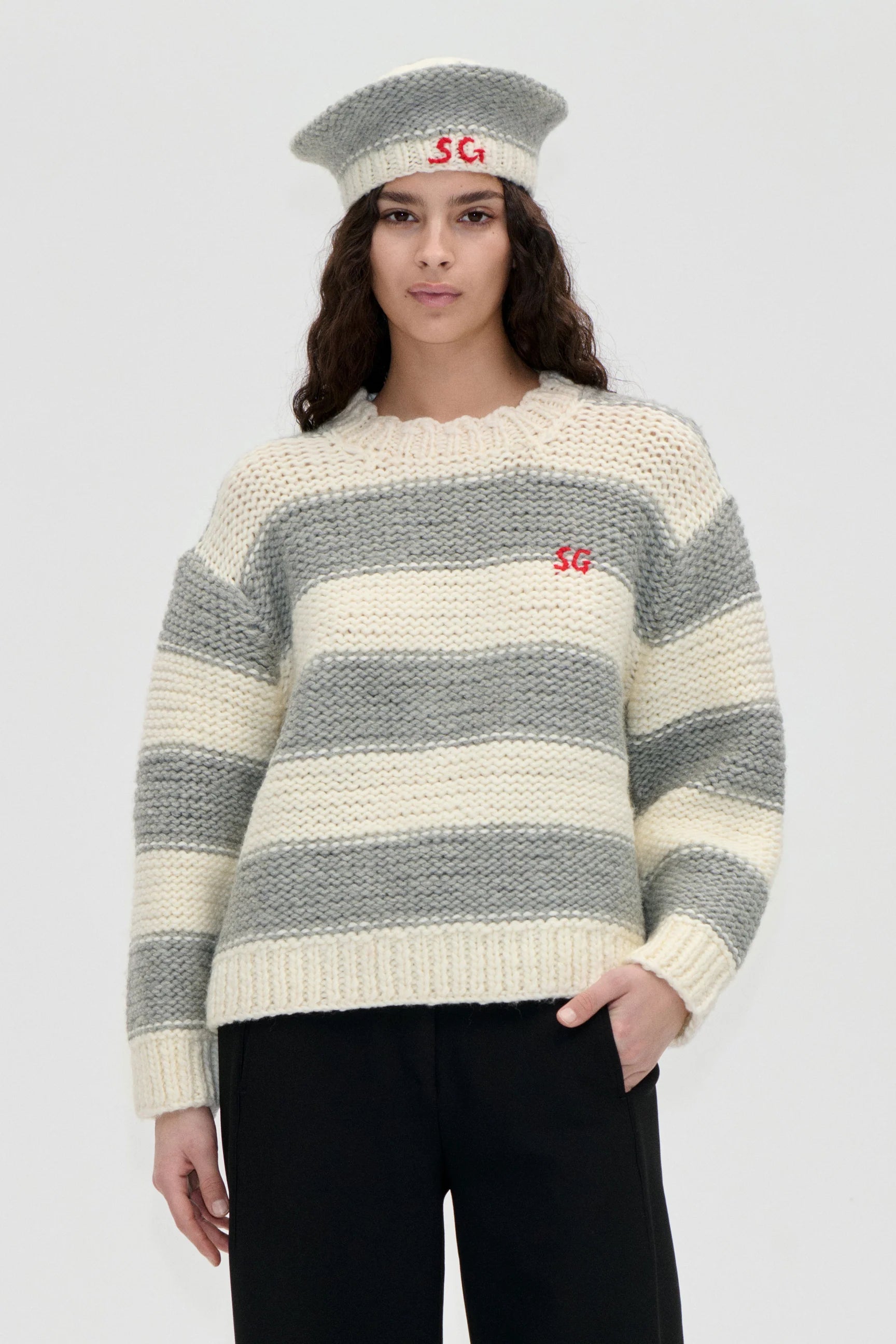 STINE GOYA Pullover "Handknit" grey and bold