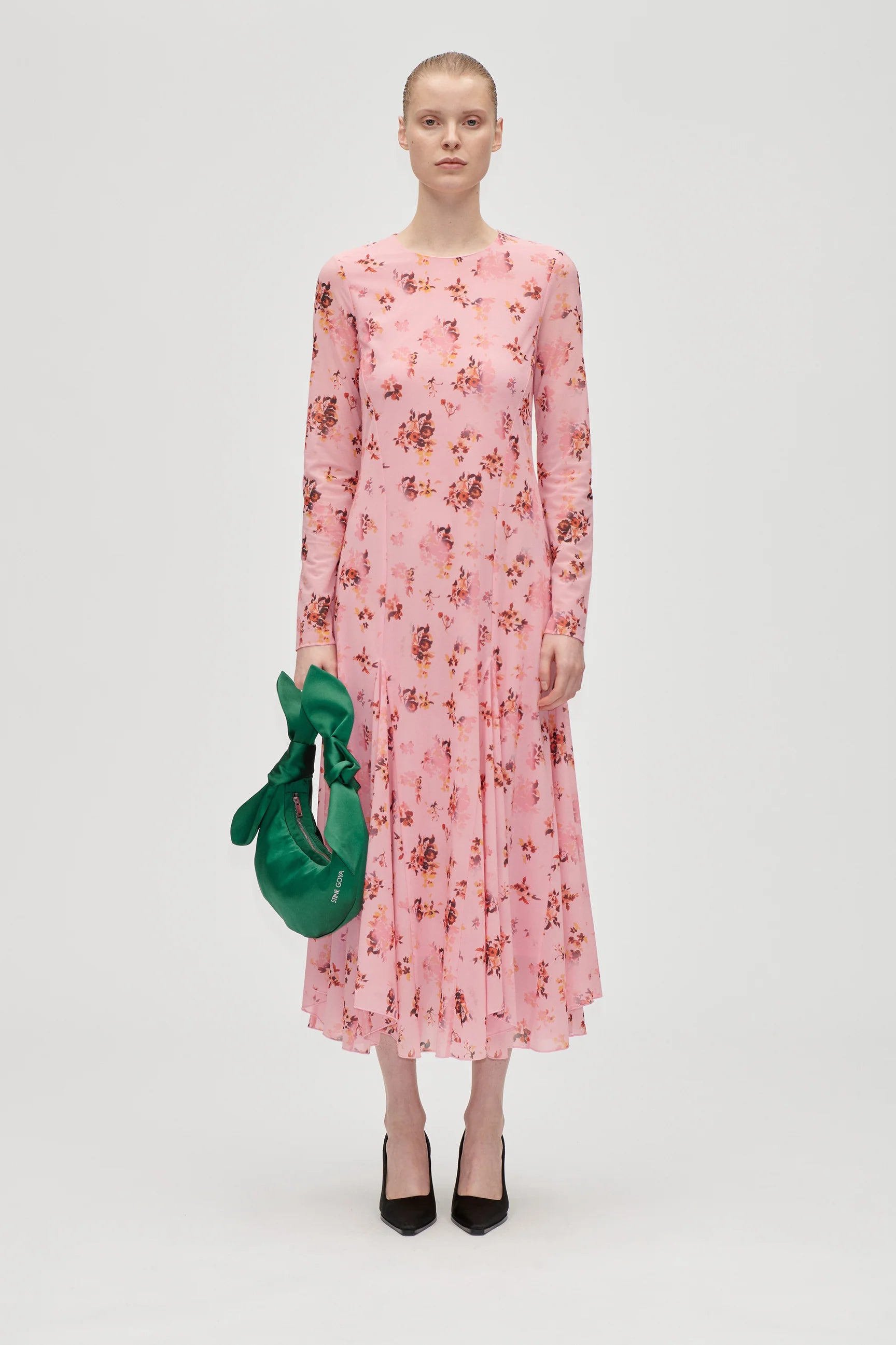 STINE GOYA Ruffling midi dress pink magnolia