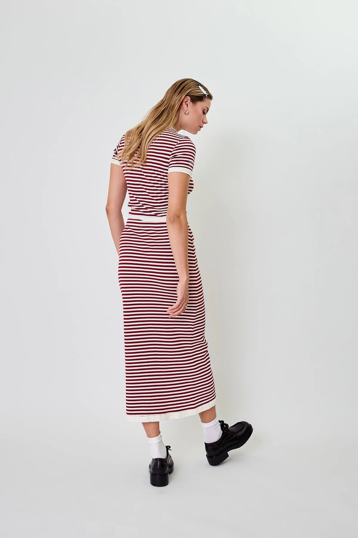 OH APRIL Top "Nuala" striped cherrywood