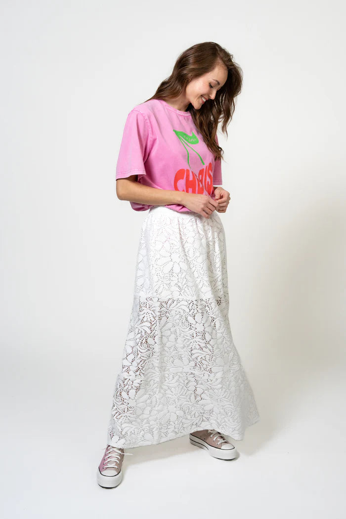 Oh April Lace Skirt Cherimoya white