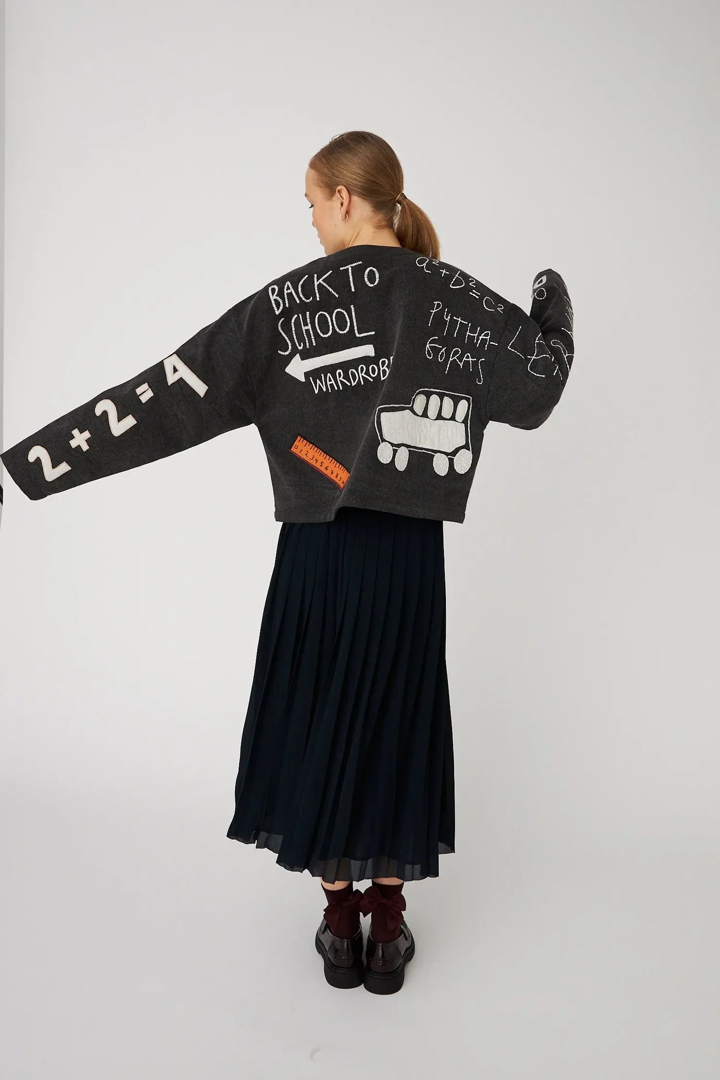 STELLA NOVA Plisseé midi skirt navy