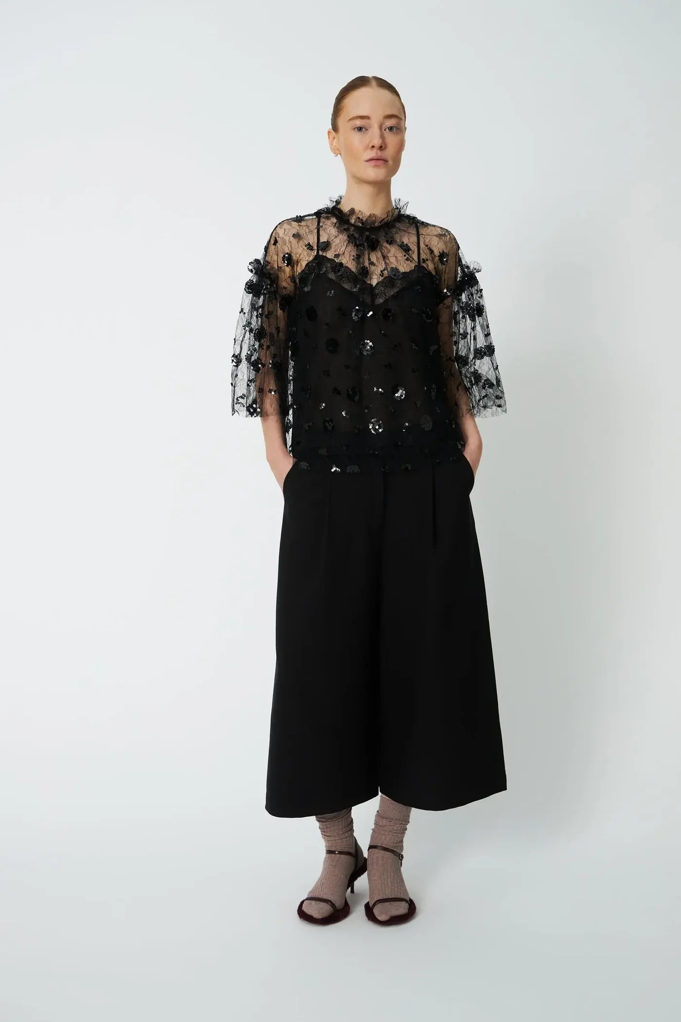 STELLA NOVA Blouse "Sequins Mesh" black