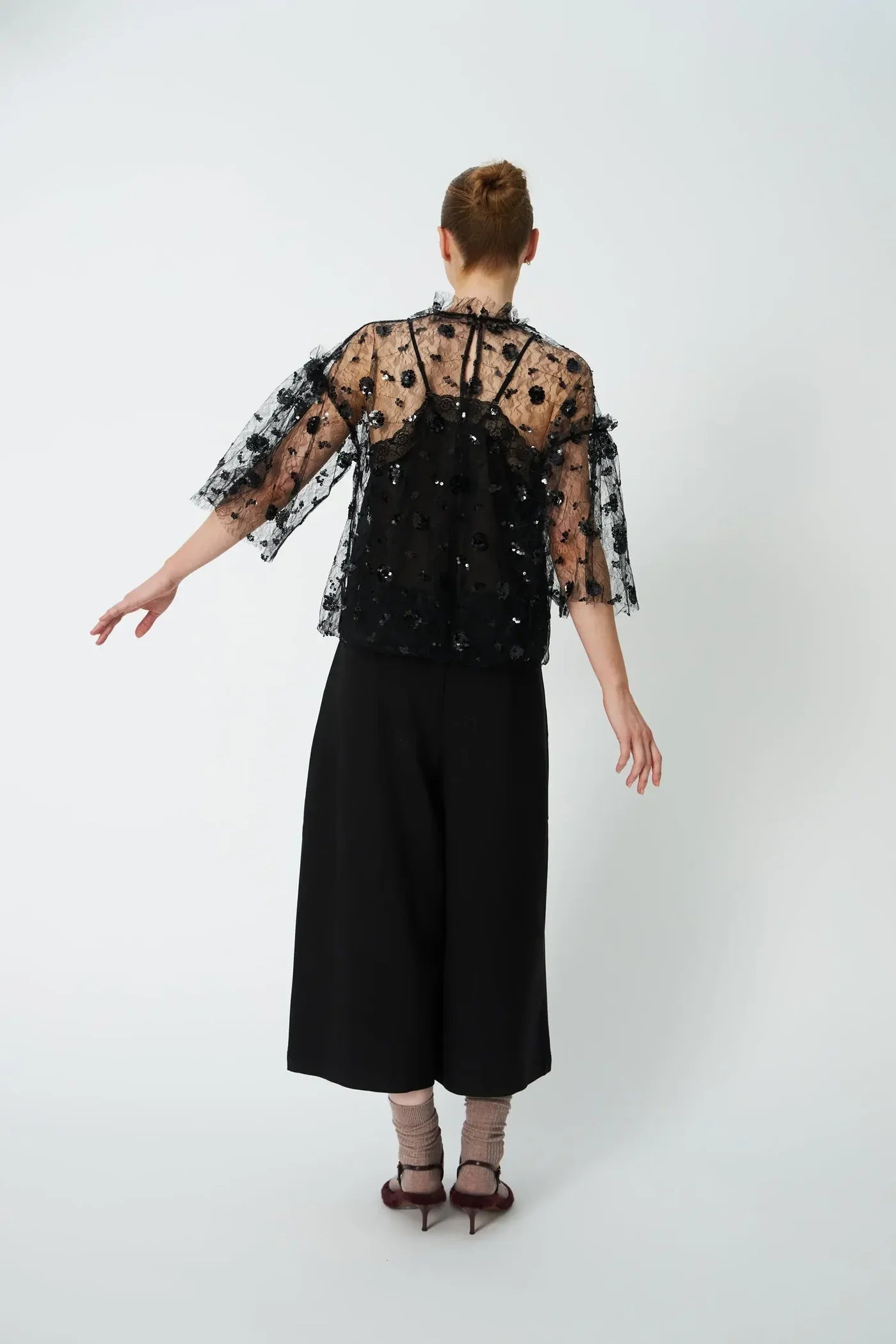 STELLA NOVA Blouse "Sequins Mesh" black