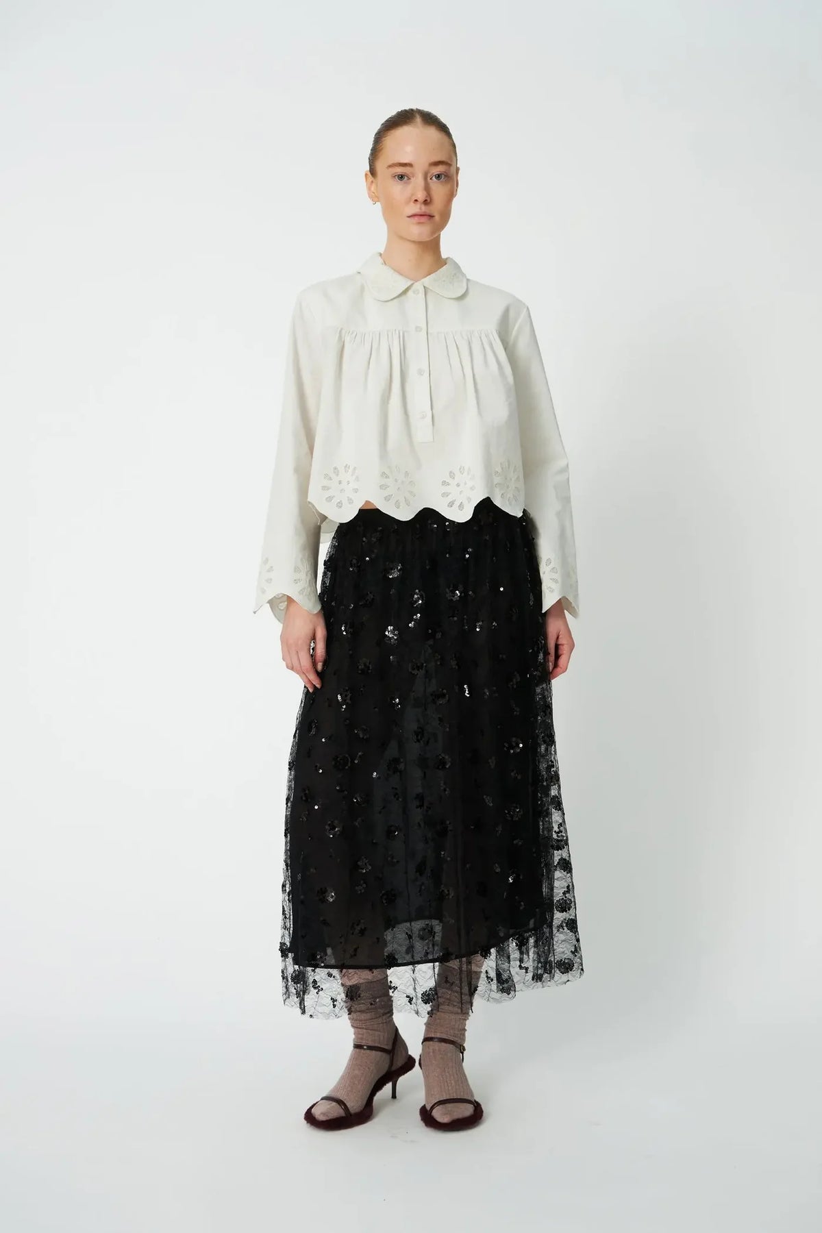 STELLA NOVA Skirt "Sequins Mesh" black