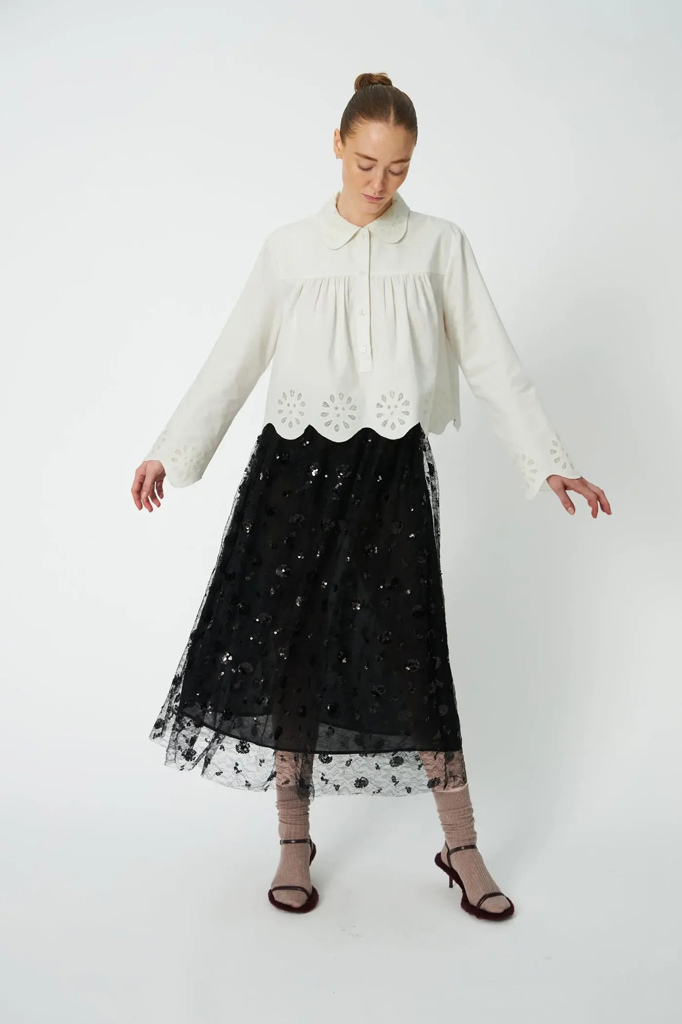 STELLA NOVA Skirt "Sequins Mesh" black