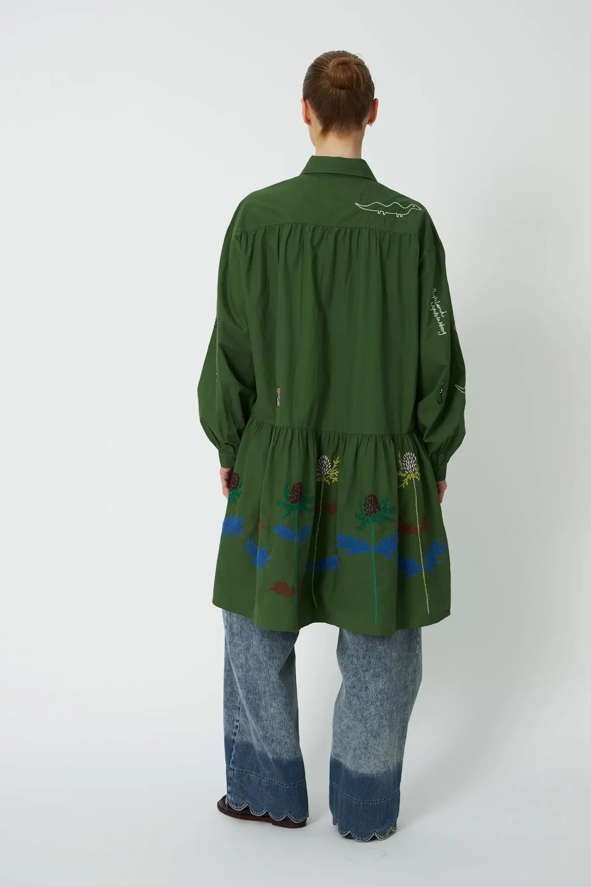 STELLA NOVA Dress "Small embroidery" green leaf