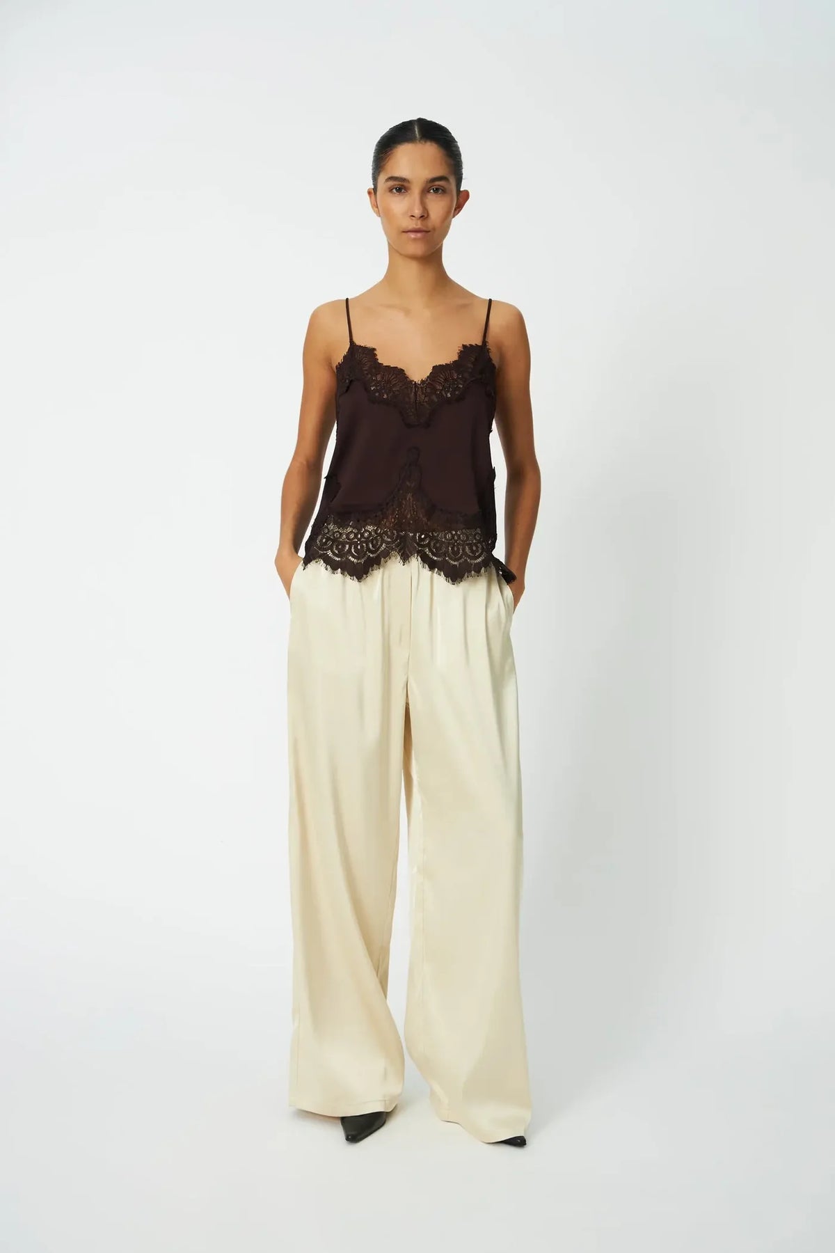 STELLA NOVA Top "Underlayer Lace" dark brown