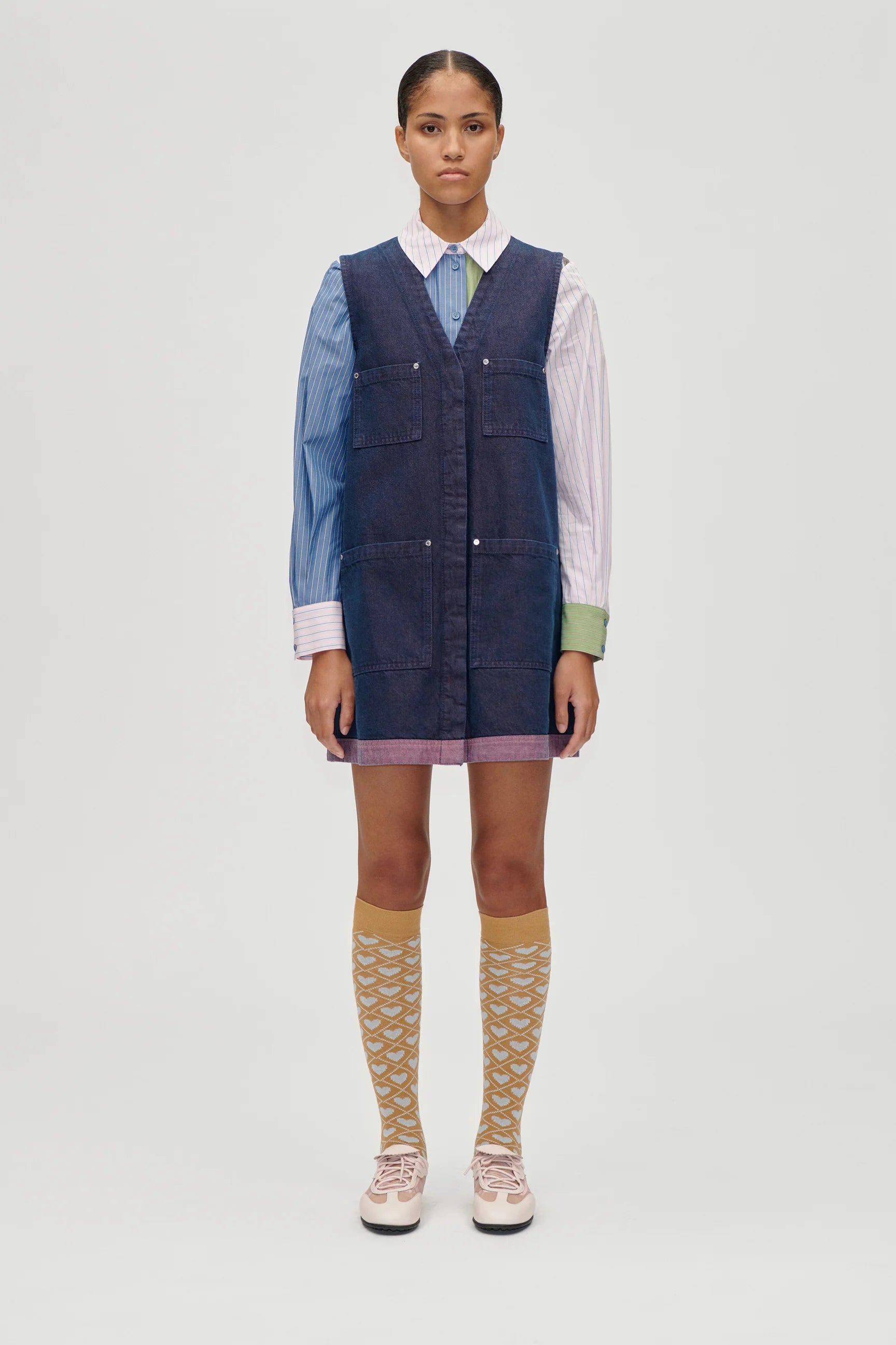 STINE GOYA Vest pocket mini dress dusky