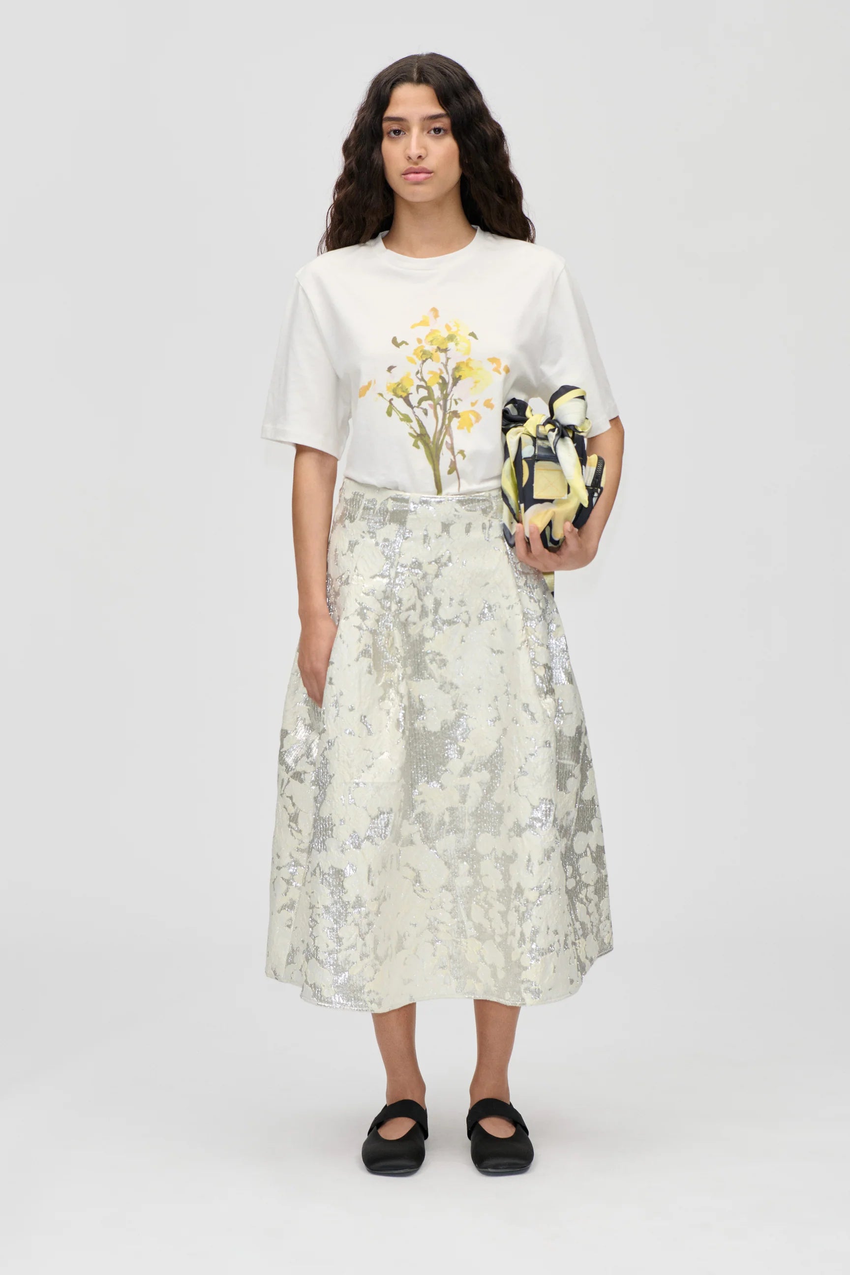 STINE GOYA Skirt "Lurex Garden" silver