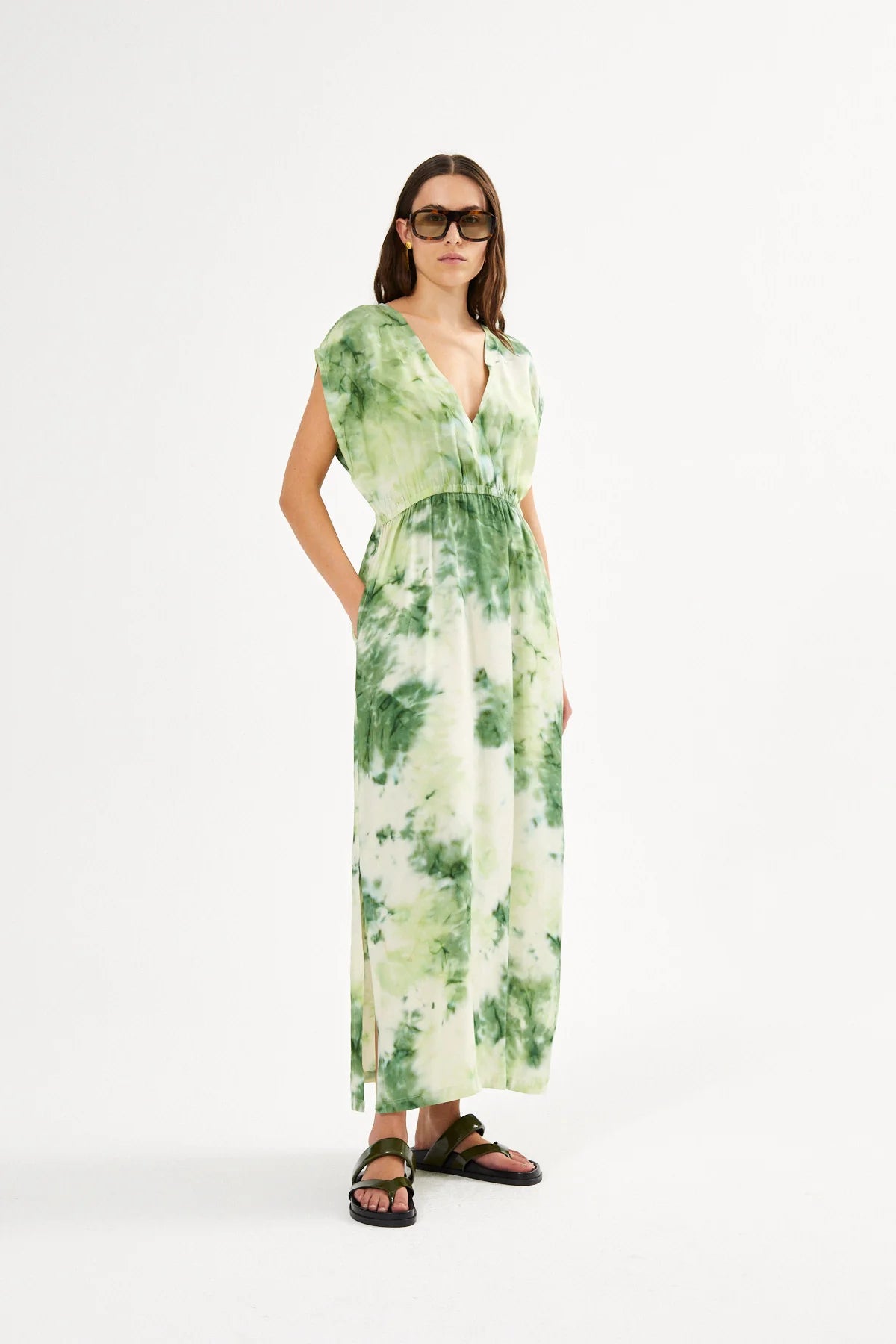 Rabens Saloner Dress Indi green combo