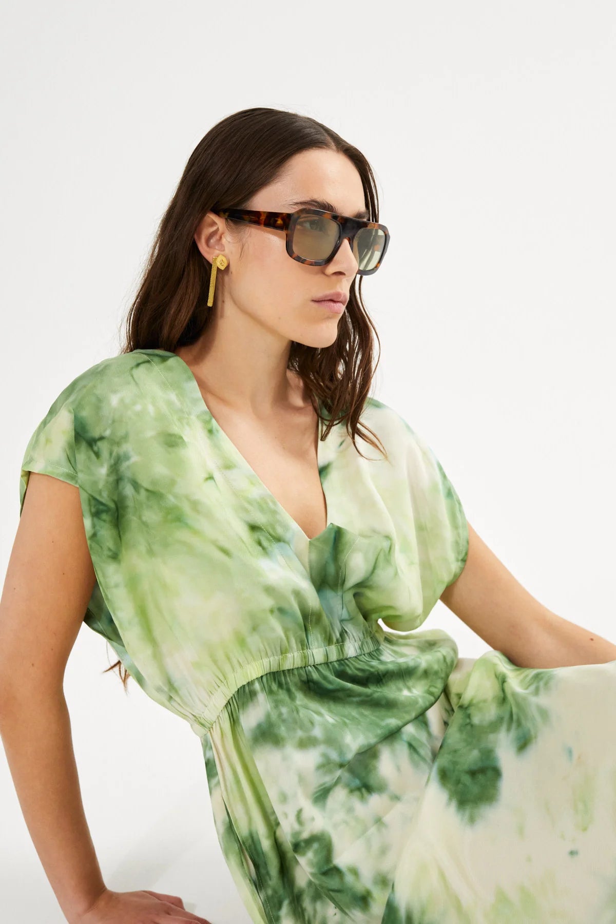 Rabens Saloner Dress Indi green combo