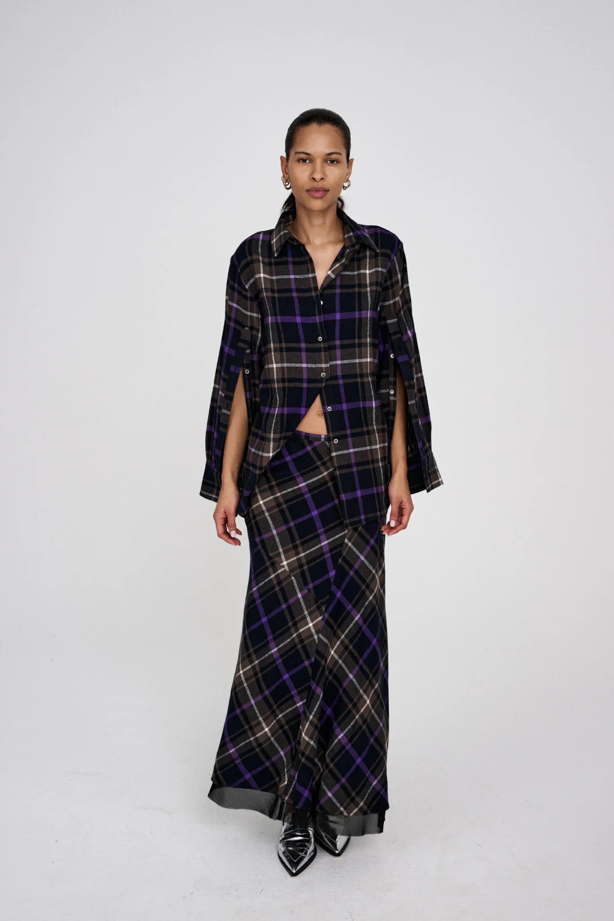 RABENS SALONER Skirt "Anemone" purple check