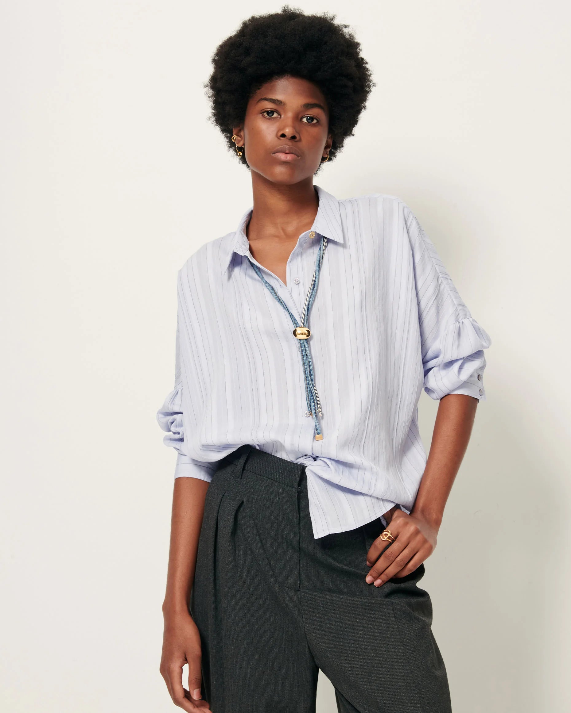 SESSUN Shirt "Botan" Celeste