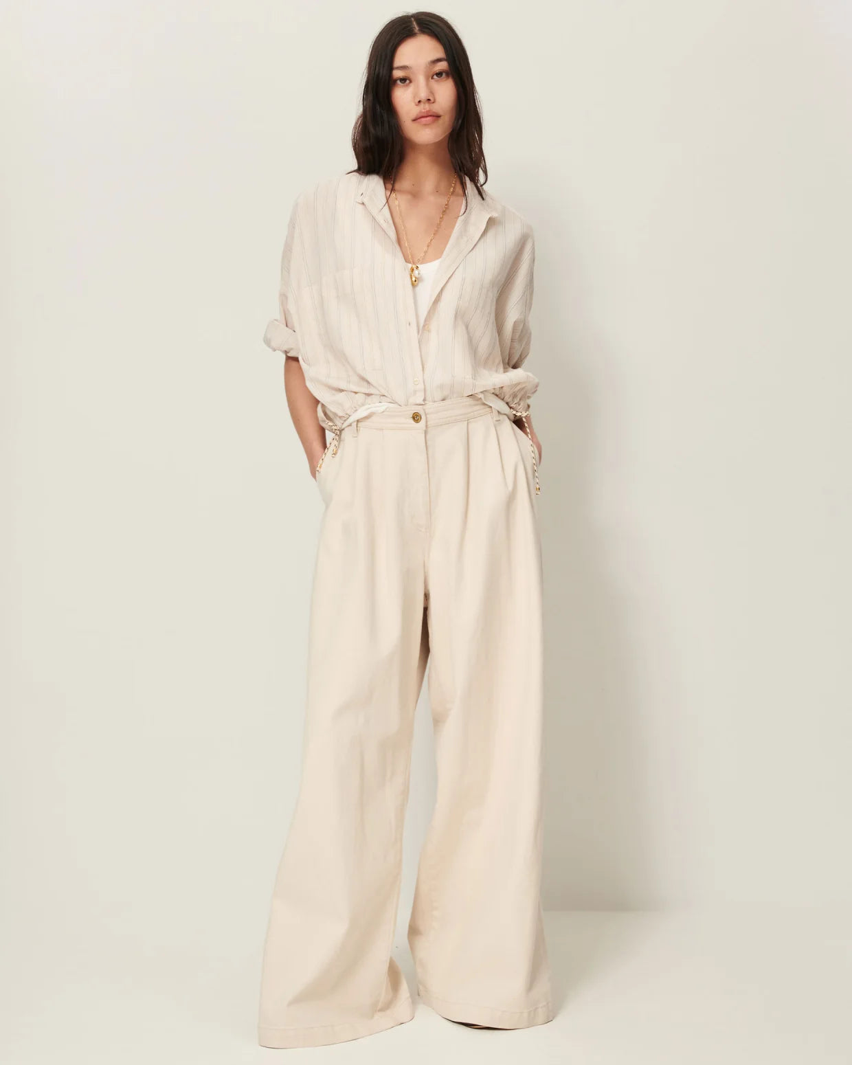 SESSUN Shirt "Cadaques" milkyblack