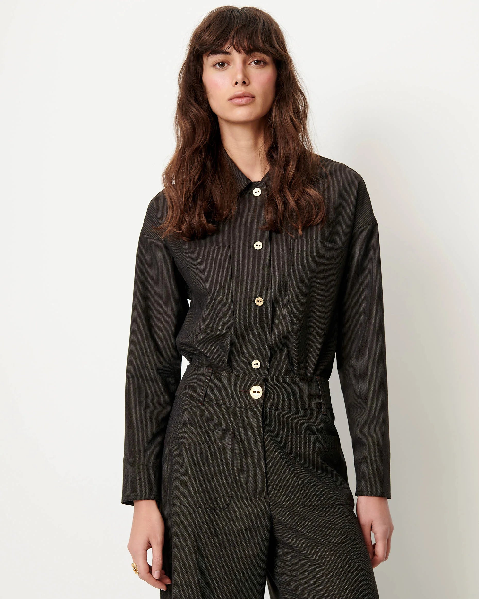 SESSUN Shirt "Notteri" espresso