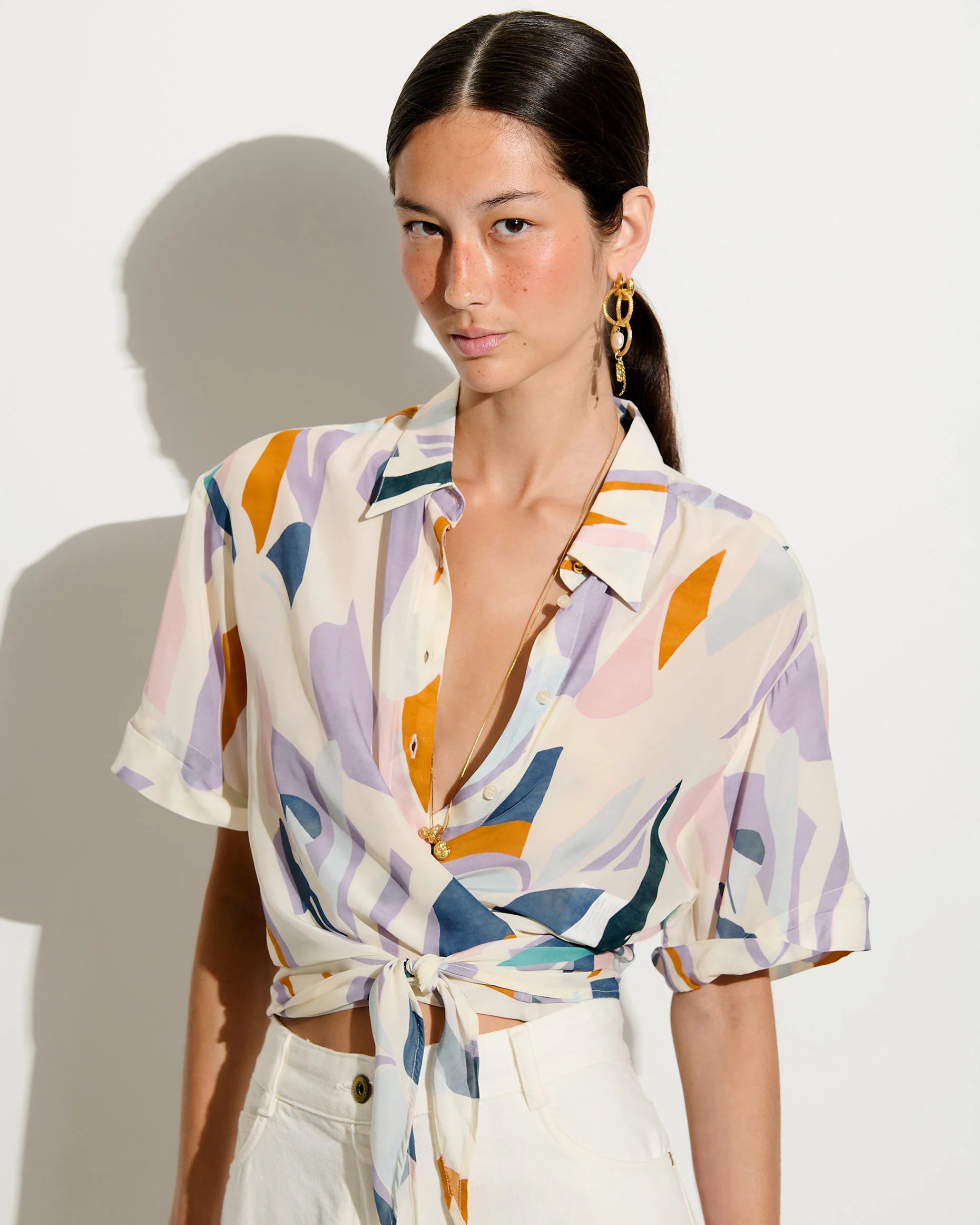 SESSUN Blouse "Procida" whi paper libre