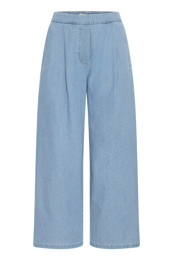 Ichi Pants Culotte light blue denim