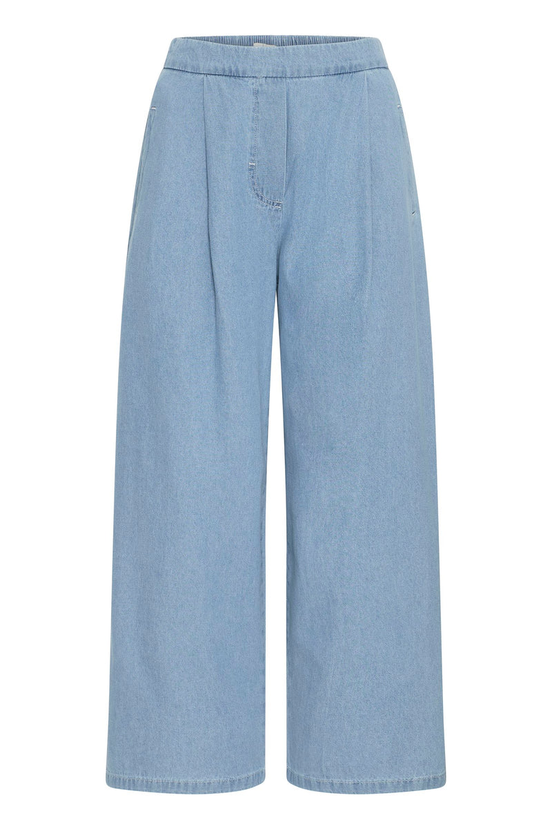 Ichi Pants Culotte light blue denim