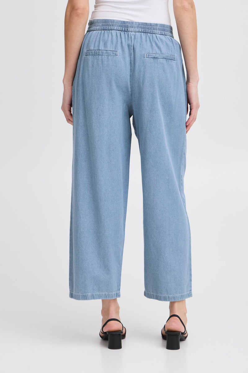 Ichi Pants Culotte light blue denim