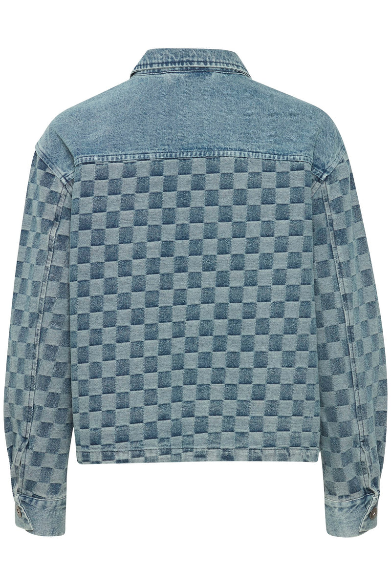 Ichi Jacket Chekie Washed Blue