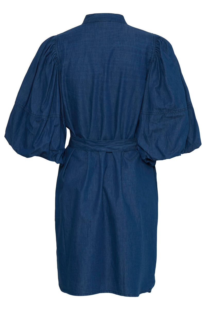 Ichi Dress Borgie Washed Dark Blue