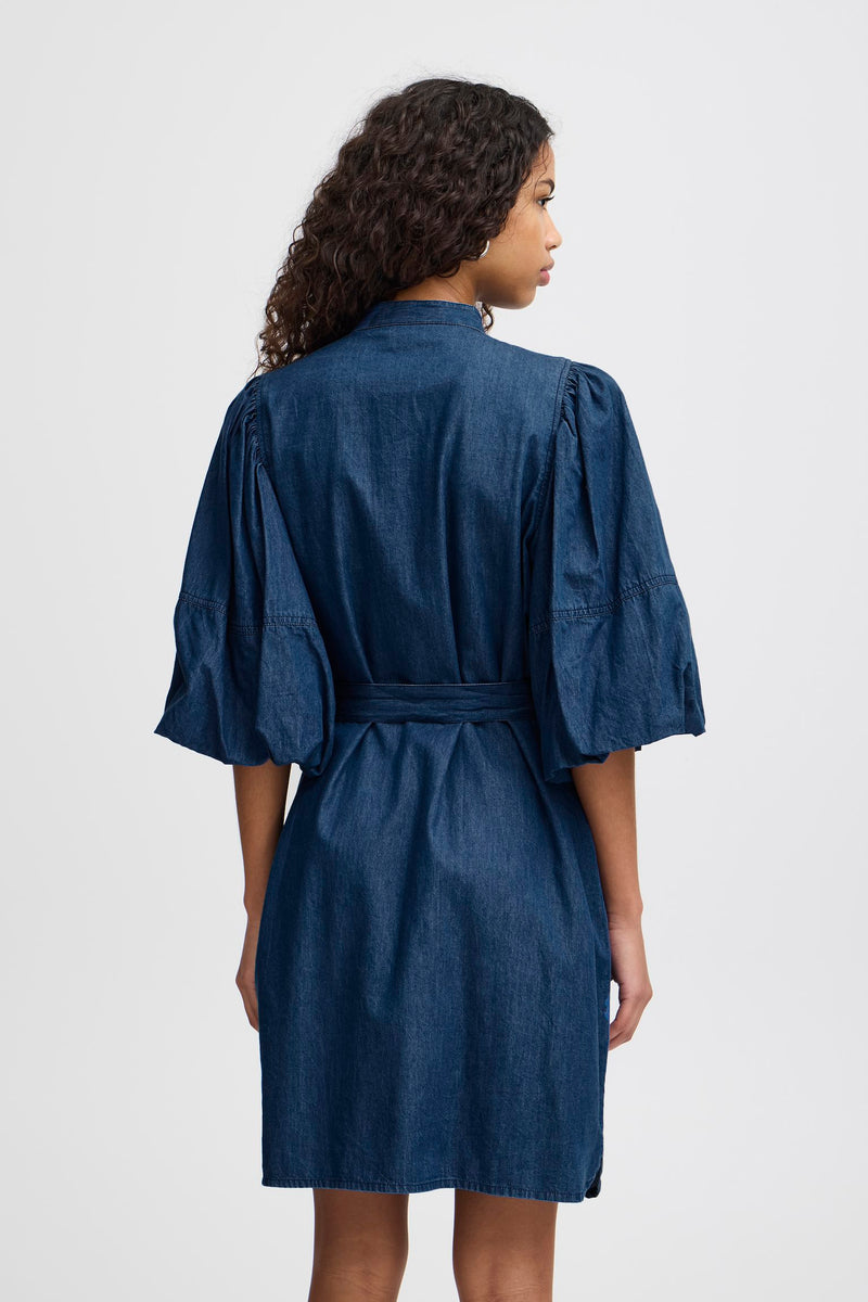 Ichi Dress Borgie Washed Dark Blue